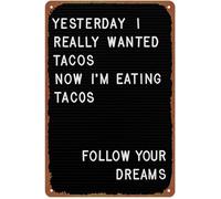 MDBJTCYZN Mexican Food Tacos Metal Sign Retro Wall Decor for Kitchen Bar Cafe Man Cave Pantry 8 X 12 in