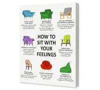 MDBJTCYZN Mindfulness Poster - Sit with Your Feelings, Office Decor for Anxiety, Stress, Self Care(Framed,16x24inch(40x60cm))