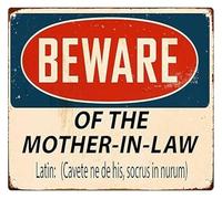 MDBJTCYZN Mother In Law Joke Metal Sign Sassy Wall-Art for Kitchen Decor Living Room Family 8 X 12 in