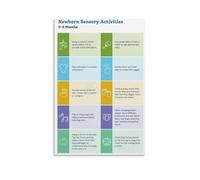 MDBJTCYZN Newborn Activities Poster Sensory Play Guide Developmental Milestones Chart Wall-Art Print for Nursery Bedroom Decor(Unframed,16x24inch(40x60cm))