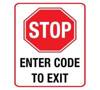 MDBJTCYZN Novelty Enter Code To Exit Stop Sign Colorful Aluminum Metal for Office Warehouse Security Door Decor (8 X 12 in)