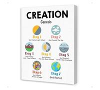 MDBJTCYZN Nursery Christian Wall-Art Creation Story Canvas for Sunday School Bible Story Decor(Framed,16x24inch(40x60cm))