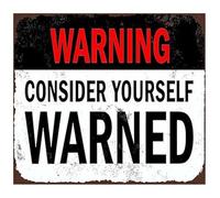 MDBJTCYZN Official Caution Notice Be Alert Funny Retro Metal Tin Sign For Workshop Tool Bench Wall Decor Man Cave Gift 8 X 12 inch