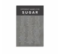 MDBJTCYZN Other Names for Sugar Poster Hidden Sweeteners Guide Educational Canvas Wall-Art for Kitchen and Pantry Decor(Framed,16x24inch(40x60cm))