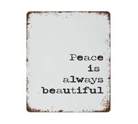 MDBJTCYZN Peace is Always Beautiful Inspirational Metal Sign Poetry Wall-Art for Home Office Decor 8 X 12 in