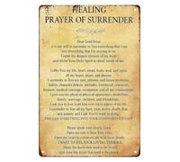 MDBJTCYZN Prayer Of Surrender Novelty Metal Sign Humorous Wall Decor for Home Office Classroom Library Room Calm Serene Atmosphere 8 X 12 inch