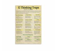 MDBJTCYZN Psychology Poster Canvas Print Cognitive Biases and Thinking Traps Guide for Students Counselors Office(Framed,12x18inch(30x45cm))
