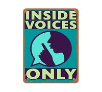MDBJTCYZN Quiet Sign Metal Inside Voices Only Minimalist Abstract Wall-Art for Library Study Room 8 X 12 in