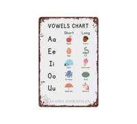 MDBJTCYZN Reading Aid Vowel Metal Sign Phonetic Sounds Chart for Beginning Readers Struggling Learners Speech Room Office Wall Decoration 8 X 12 inch