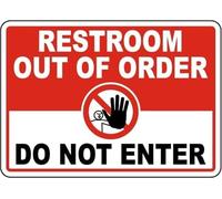 MDBJTCYZN Restroom Out of Order Notice on Vintage Tin Sign for Restaurant Office or Public Bathroom 8 X 12 in