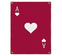 MDBJTCYZN Retro Ace of Spades Metal Wall-Art Red and White Playing Card for Bar Game Room 8 X 12 in