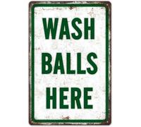MDBJTCYZN Retro Double Entendre Sign Clean Your Balls Here Tin Plaque For Man Cave Garage Shack Decor Gift 8 X 12 inch