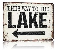 MDBJTCYZN Retro Funny Lake Direction Arrow Sign Vintage Aluminum Metal Wall Decor for Home Bar 8 X 12 in
