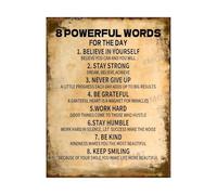 MDBJTCYZN Retro Metal Sign 8 Powerful Words For The Day Encouraging Quotes for Wall Home Office Gym Decor (8 X 12 in)