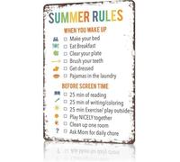 MDBJTCYZN Room Decor Sign Summer Rules Visual Schedule Vintage Aluminum Tin Daily Plan Chart for Childrens (8 X 12 in)