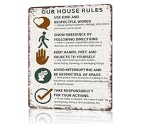 MDBJTCYZN Rules Of This Home Vintage Metal Tin Sign Family Wall-Art Decor For Living Room Playroom Or Dining Area 8 x 12 inch