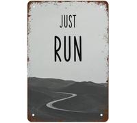 MDBJTCYZN Running Motivation Poster Just Run Half Marathon Gift for Runner Vintage Metal Tin Sign Inspiring Wall-Art Home Gym Office Decor 8 X 12 Inch