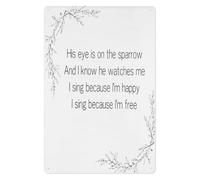 MDBJTCYZN Rustic Inspirational Sign Metal Tin His Eye Is On The Sparrow Quote Wall Decor for Home Office Farmhouse (8 X 12 inch)