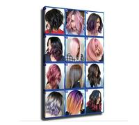 MDBJTCYZN Salon Decor Canvas Wall-Art AI Generated Women's Hairstyle and Color Trends Modern Abstract Hair Art Print(Framed,12x18inch(30x45cm))