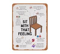 MDBJTCYZN Sit With That Feeling Mindfulness Quote Vintage Metal Tin Sign Wall-Art For Office Counseling Room Decor 8 X 12 inch
