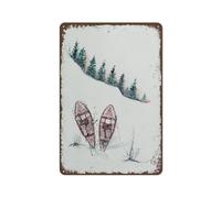 MDBJTCYZN Snowshoes Ski Vintage Tin Sign Retro Mountaineering Decor Winter Sports Metal Wall-Art For Man Cave Bar Cabin 8 X 12 inch