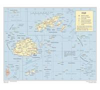 MDBJTCYZN South Pacific Fiji Map Poster Detailed with Cities Airports Roads Political Chart for Study Library Decor(Framed,12x18inch(30x45cm))