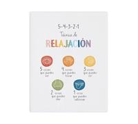 MDBJTCYZN Spanish Grounding Technique Poster 5-4-3-2-1 Method CBT Exercises for Mindfulness Anxiety and Emotional Regulation(Framed,08x12inch(20x30cm))