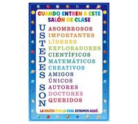 MDBJTCYZN Spanish Language Posters for Classroom Decor Motivational Wall-Art Español High School Elementary Teacher Supplies Back to School Bulletin Board(Framed,08x12inch(20x30cm))