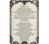 MDBJTCYZN Spanish Religious Tin Sign Salmo 91 Psalm Vintage 8 X 12 in