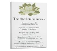 MDBJTCYZN Spiritual Reflection Poster The Five Remembrances in Buddhism Canvas Print for Library Nook and Tranquil Bedroom Decor(Framed,12x18inch(30x45cm))