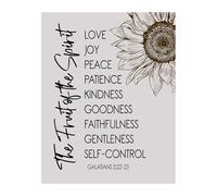 MDBJTCYZN Sunflower Fruit of the Wall-Art - Rustic Christian Decor with Bible Verse, Galatians 5:22-23 Print for Farmhouse, Church or Home(Framed,08x12inch(20x30cm))