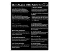 MDBJTCYZN The 12 Laws of The Universe Spiritual Guide Canvas Wall-Art for Room Manifestation and Abundance(Framed,12x18inch(30x45cm))