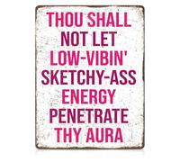 MDBJTCYZN Thou Shall Not Let Low Vibin Metal Tin Sign Motivation 12x8 Inch
