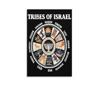 MDBJTCYZN Twelve Tribes of Israel Biblical Wall Chart - Genealogy Map Poster of Israelite Tribes, Hebrew Roots Christian Educational Decor for Home Church(Framed,12x18inch(30x45cm))