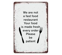 MDBJTCYZN Vintage Cafe Metal Tin Sign Retro We Cook Fresh To Order Funny Restaurant Wall-Art for Diner Kitchen or Home (8 X 12 inch)