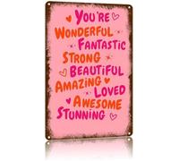 MDBJTCYZN Vintage Encouragement Sign You Are Amazing and Orange Metal Tin Plaque for Room 8 X 12 in