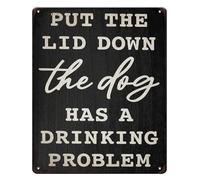 MDBJTCYZN Vintage Metal Sign Put The Lid Down The Dog Has A Drinking Problem Funny Bathroom Decor for Washroom Restroom Wall-Art 8 X 12 in