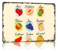 MDBJTCYZN Vintage Metal Tin Sign Fruit Of The Biblical Virtues Wall Decor for Living Room Kitchen Faith Home 8 X 12 inch