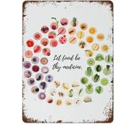 MDBJTCYZN Vintage Metal Tin Sign Let Food Be Thy Medicine Kitchen Decor 8 X 12 in
