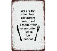 MDBJTCYZN Vintage Not Fast Food Fresh Made Every Order Metal Sign 8 X 12 in