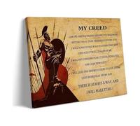 MDBJTCYZN Vintage Spartan Canvas Print Ancient Battle Scene Art with Inspirational Quote for Living Room Wall Decor(Framed,16x24inch(40x60cm))