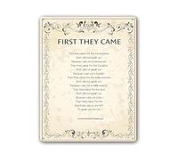 MDBJTCYZN Vintage Style First They Came Metal Sign Holocaust Remembrance Quote Wall-Art for Office Library Wall Decor 8 X 12 in