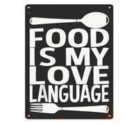 MDBJTCYZN Vintage Tin Metal Wall Sign Food Is My Love Language for Chef Lover Home Kitchen Dining Room Cafe Decor 8 X 12 in