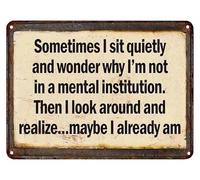 MDBJTCYZN Vintage Tin Sign For Man Cave Sometimes I Sit And Wonder Retro Metal Poster Funny Office Wall-Art Home Bar Humor Decor 8 X 12 inch