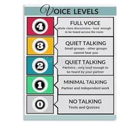 MDBJTCYZN Vintage Voice Level Chart Tin Sign for Classroom Wall Decor Teacher Gift School Supplies Metal Office 8 X 12 inch