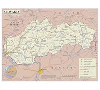 MDBJTCYZN Wall-Art Poster Map of Slovakia Political Administrative with Roads Rail Cities Airports Updated Geography Chart for Study Room or Office Decor(Unframed,16x24inch(40x60cm))