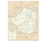 MDBJTCYZN Wall-Art Poster Map of Zimbabwe Political Administrative with Roads Rail Cities Educational Print for Classroom Decor or Home Study Reference(Unframed,08x12inch(20x30cm))