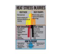 MDBJTCYZN Warehouse Poster Heat Stress and Stroke Prevention Guide OSHA Compliant Hydration Tips for Workplace Construction Manufacturing Wall Decor(Framed,12x18inch(30x45cm))