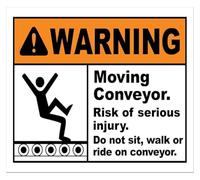 MDBJTCYZN Warning Moving Conveyor Risk Of Serious Injury Vintage Metal Tin Sign 12x8 Inch