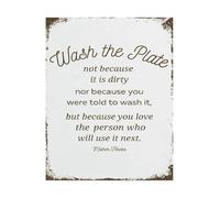 MDBJTCYZN Wash The Plate Inspirational Quote Metal Sign Mother Teresa Vintage Tin for Kitchen Decor (8 X 12 in)
